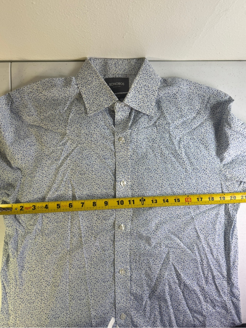 Bonobos Slim Fit Floral Print Dress Shirt Blue/White Men’s 16/34 - Picture 10 of 16